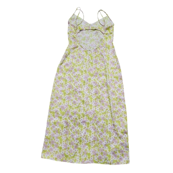 Zara Retro Flower Floral Slip Strappy Midi Dress Size Medium - Picture 2 of 8